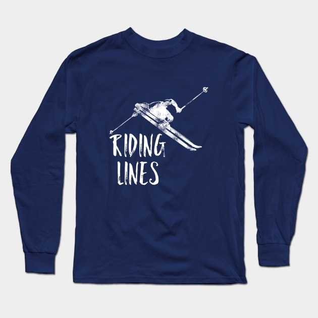 Riding Lines, Skiers, snow sweatshirts, alpine chalet, adventure, awesome t-shirt Long Sleeve T-Shirt by Style Conscious